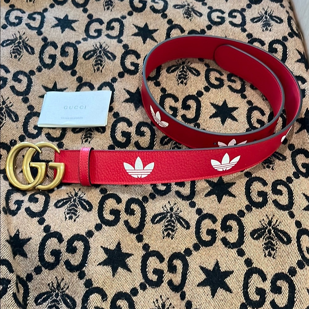 Gucci/Adidas collaboration Red Leather Belt